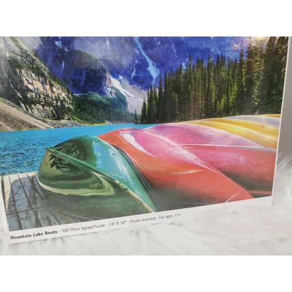 NEW Mountain Lake‎ Boats - 1000 Piece Jigsaw Puzzle Colorful House Water Rainbow - Picture 3 of 10